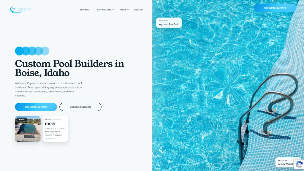 HDT Pools website design preview